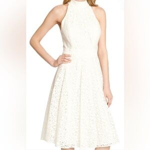 Elegant White Lace Halter Dress